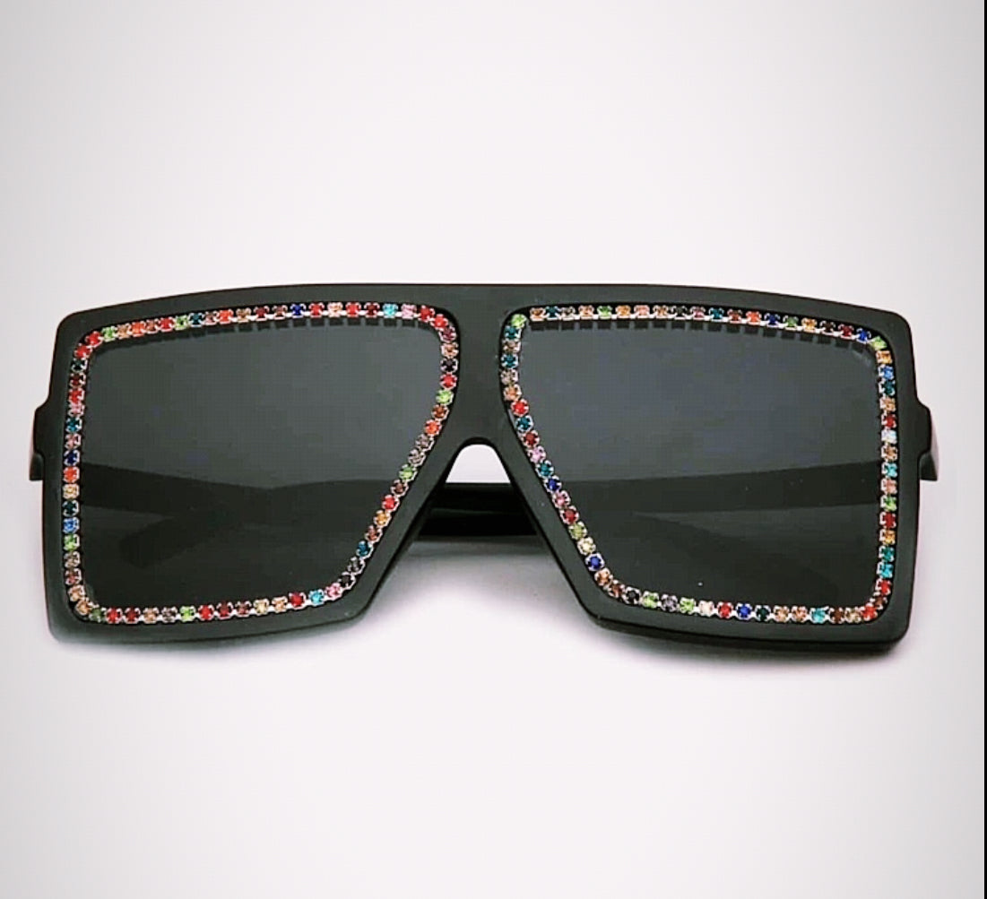 Rhinestone Oversized Flat Shades
