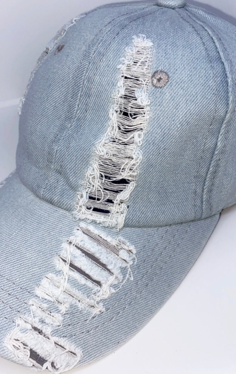 Distressed Denim Cap