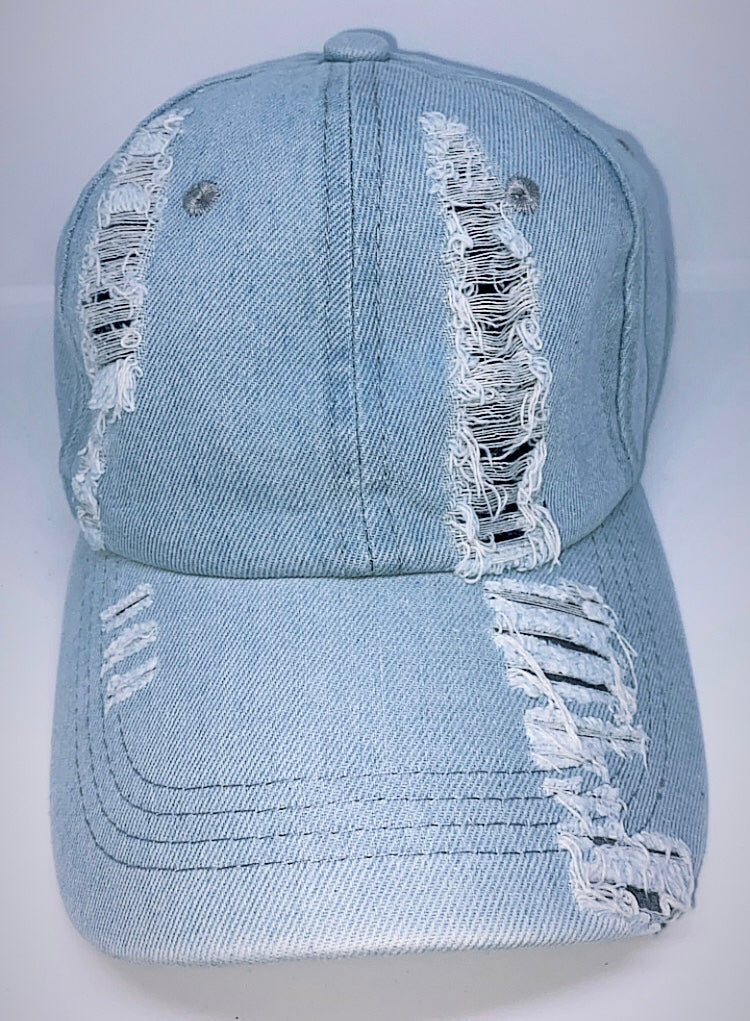 Distressed Denim Cap