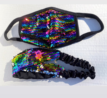 Sequin Mask & Headband Set